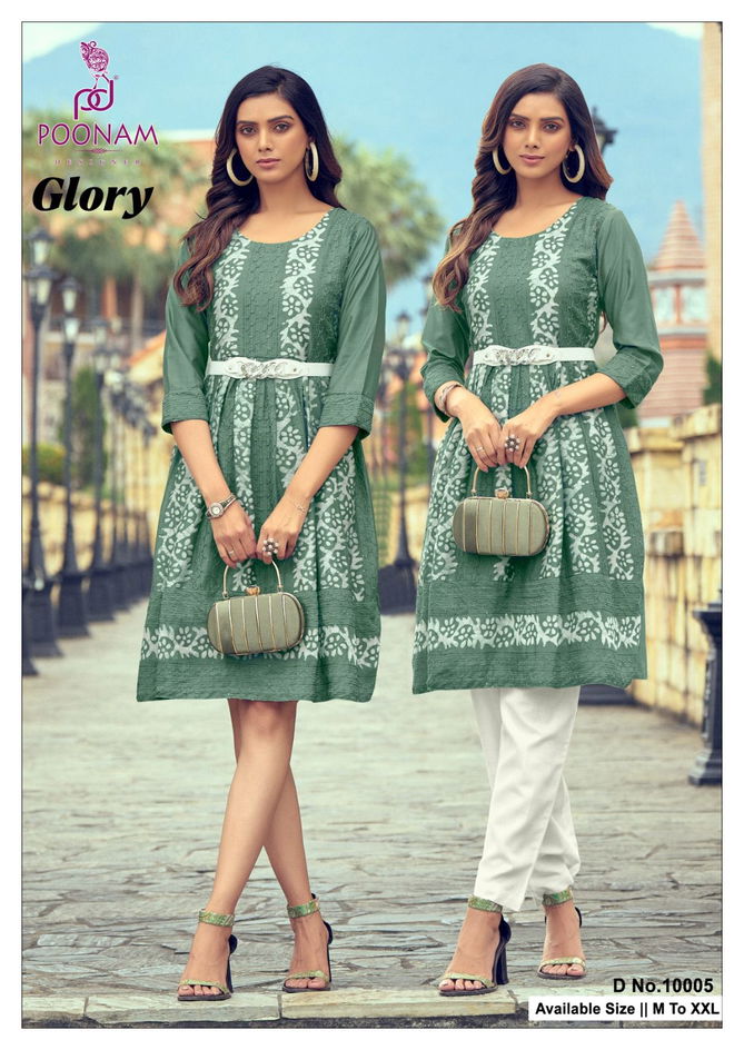 Glory By Poonam Printed Party Wear Kurtis Wholesale Market In Surat With Price